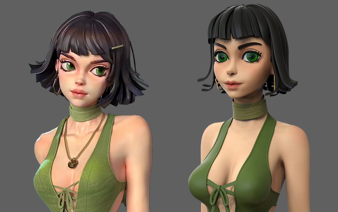 rsuh人物雕刻教学,zb人物建模,zbrush人物五官头发衣服上色方法及技巧