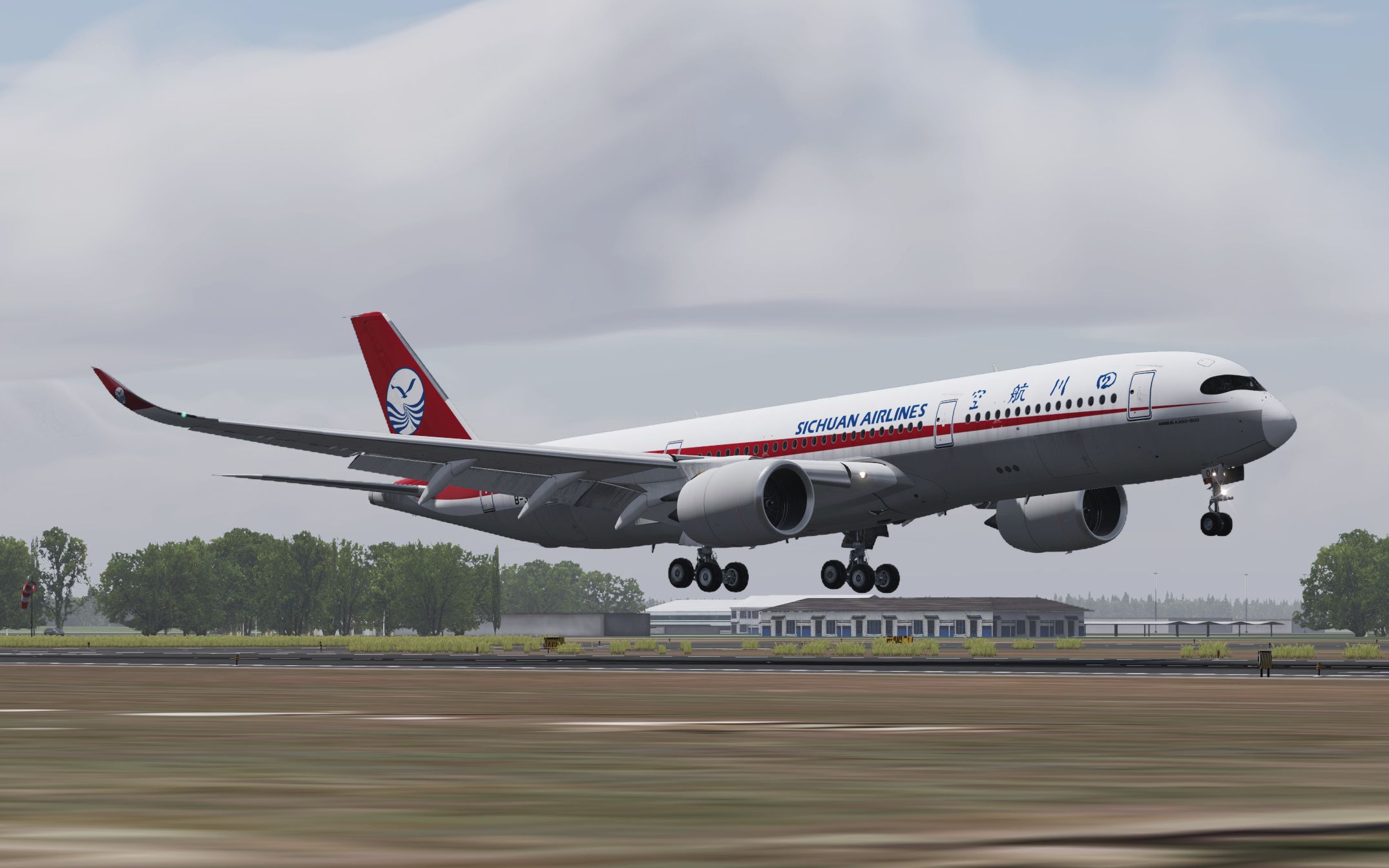 x-plane11 四川航空 a350-900 曼谷01r 落地