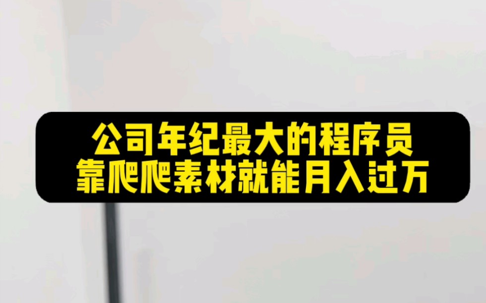 公司年纪最大的潇洒程序员,天天上班爬爬素材还能月入过万,是谁羡慕了我不说#程序员#编程#爬虫哔哩哔哩bilibili