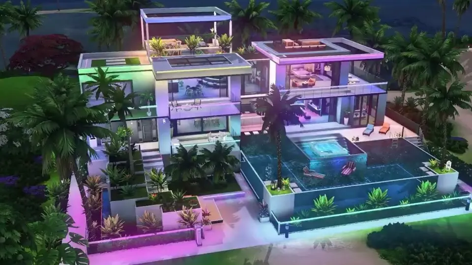 THE SIMS 4速建||搬运Modern Palm Tree Villa 【No CC 】by Yukihyo_