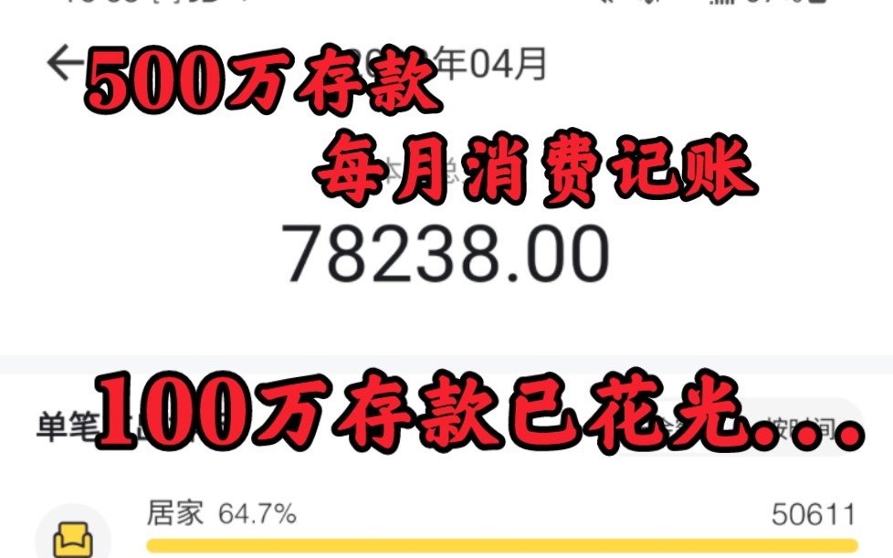 500万存款已花100万... (500W存款每月消费记账)哔哩哔哩bilibili