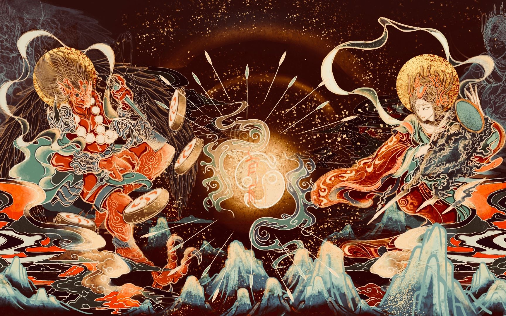 道教神祗——雷公电母的插画创作