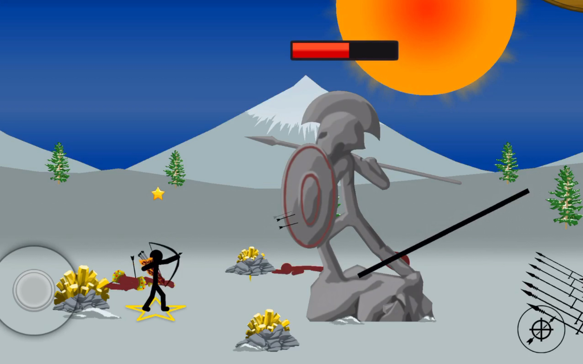 一个弓箭手过冰冷山区困难火柴人战争遗产