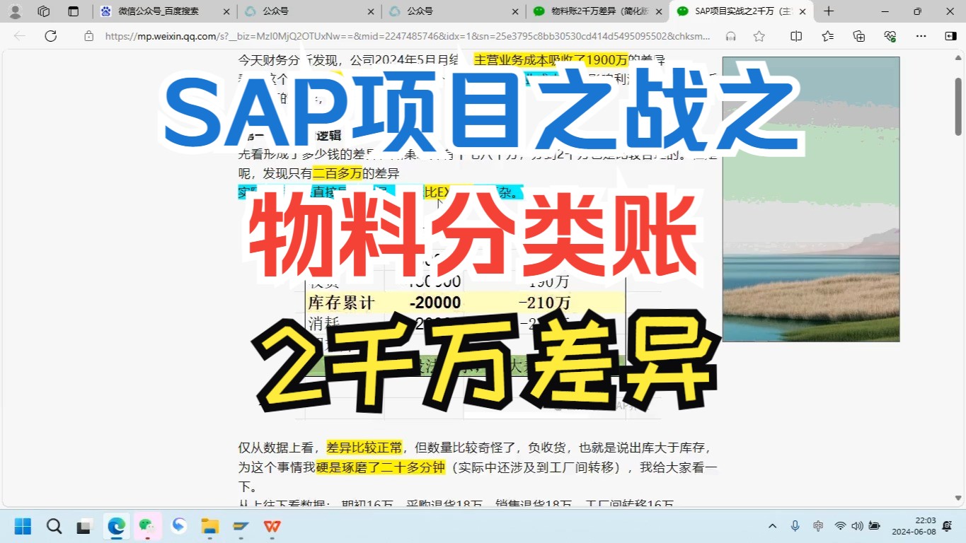 物料分类账账2千差异(简化版) SAP 物料分类账 SAP 物料账 SAP FICO SAP S4 FICO SAP S4 HANA ABAP哔哩哔哩bilibili