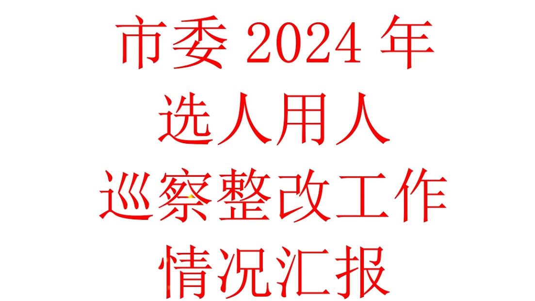 2024年选人用人巡察整改工作情况汇报哔哩哔哩bilibili