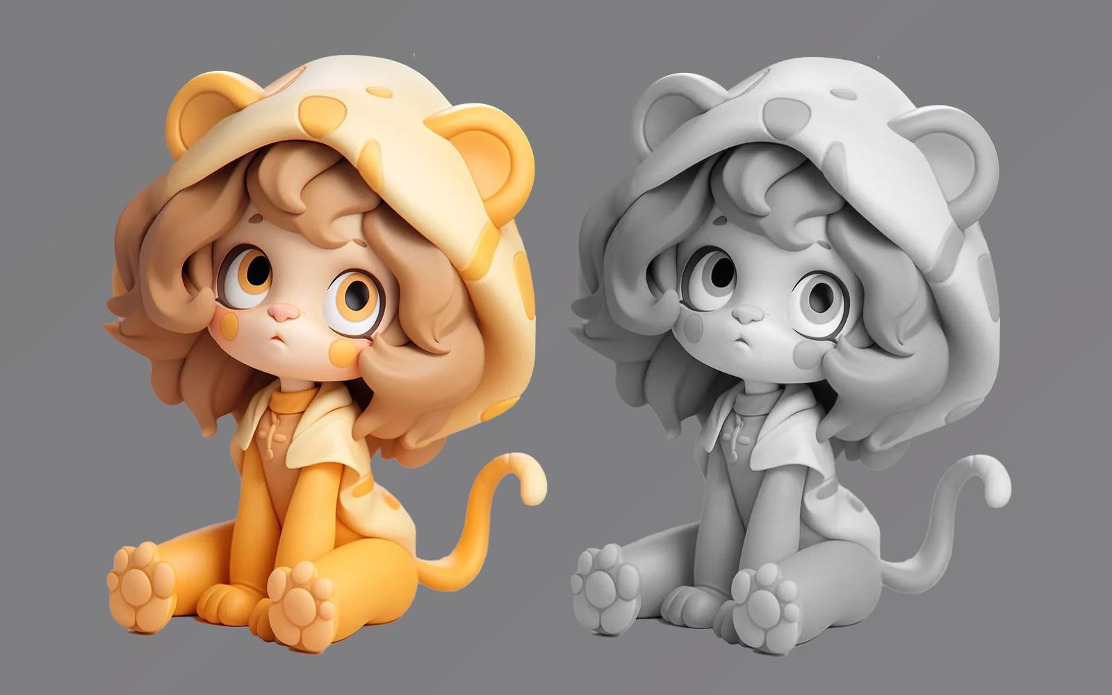 【zbrush雕刻】超可爱小狮子手办制作,让你一学就会手办教程!