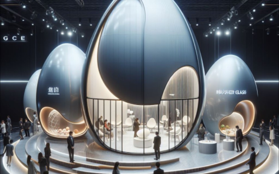 蛋形展台的不同造型可能尝试 ai生成 目前ai生成展台设突破造型外观