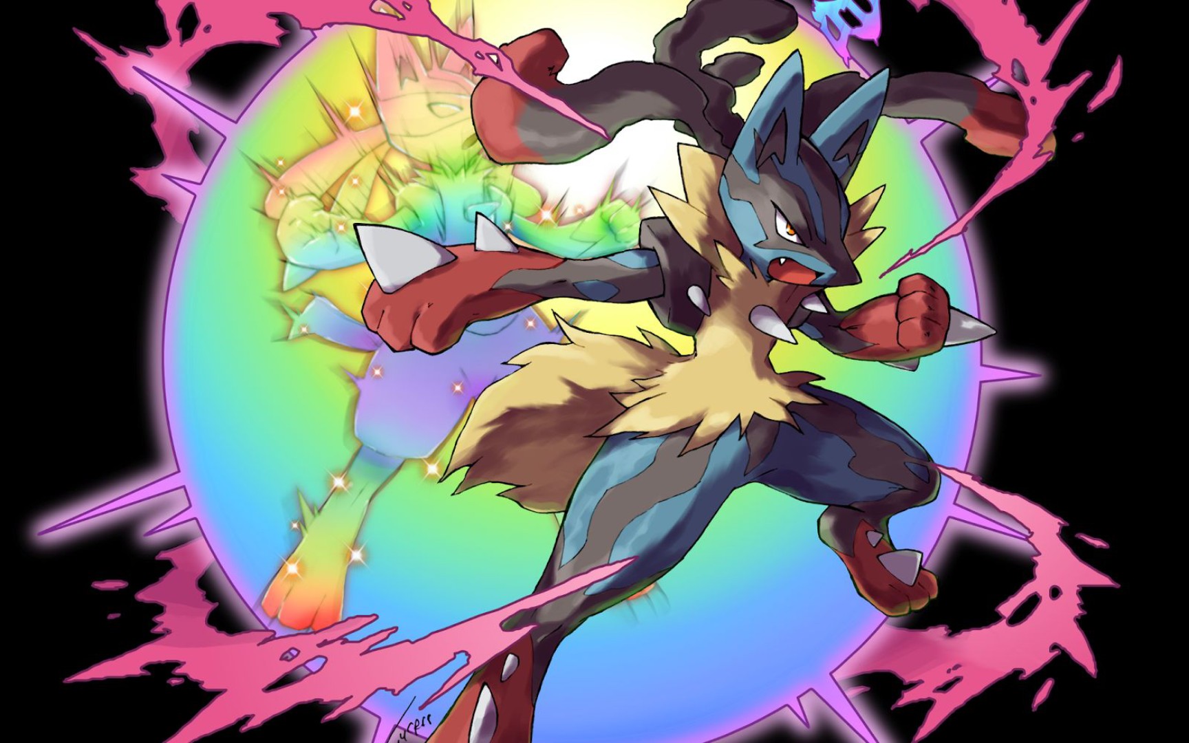 《精灵宝可梦y》(3ds模拟器手机版)首次mega进化 路卡利欧vs路卡利欧