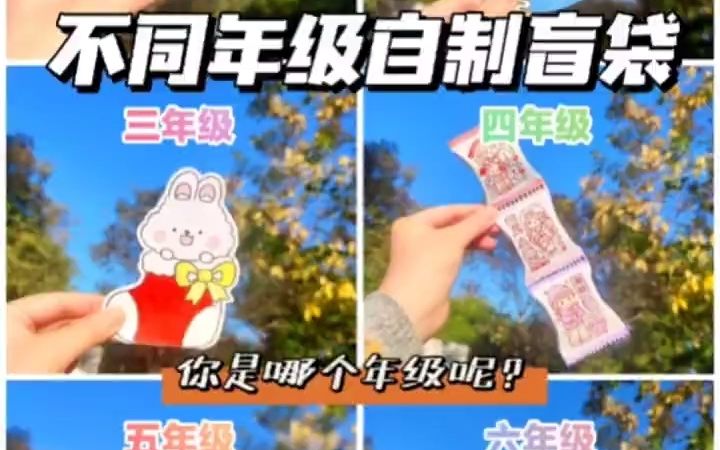 [图]不同年级自制盲袋6种方法_附pdd保暖? 不同年级自制盲袋， 你是哪个年级呢？ 一年级 -三角型糖果盲袋 二年级 -圆形拉链盲袋 三年级 -泱米异型盲袋 四年