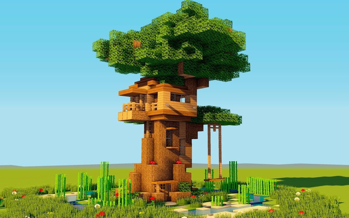 【我的世界】如何建造一个原生态的树屋?超简单实用生存树屋