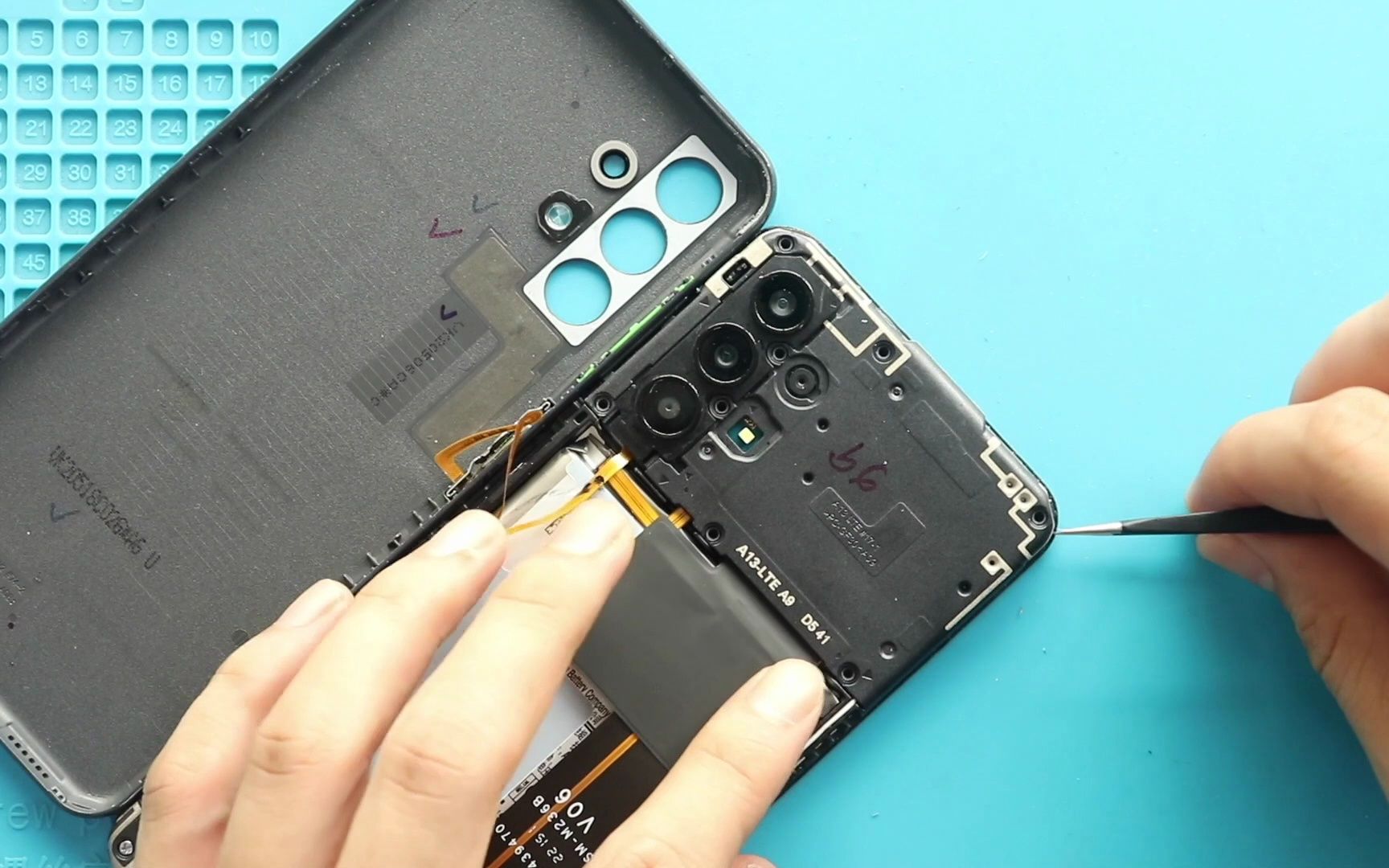 三星 galaxy a13 a135f 指纹感应排线 更换教程 拆机步骤