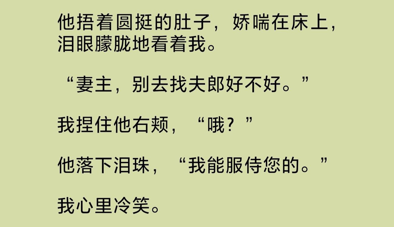 他捂着圆挺的肚子,泪眼朦胧地看着我:“妻主,别去找夫郎好不好.我能服侍您的.”我心里冷笑.这个小绿茶,是来报/仇的……哔哩哔哩bilibili