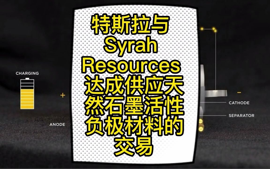 特斯拉与 Syrah Resources 达成供应天然石墨活性负极材料的交易哔哩哔哩bilibili