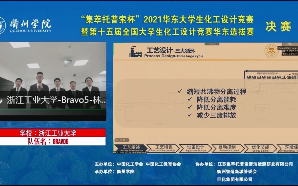 2021年全国大学生化工设计竞赛华东赛区选拔赛第二轮浙江工业大学哔哩哔哩bilibili