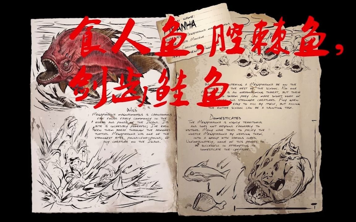 方舟生存进化驯化 捕获食人鱼,腔棘鱼,剑齿鲑鱼
