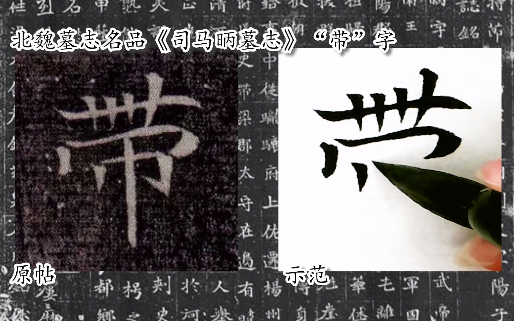 [图]【每日一字】书法系列，周东芬临北魏楷书《司马昞墓志》“带”字