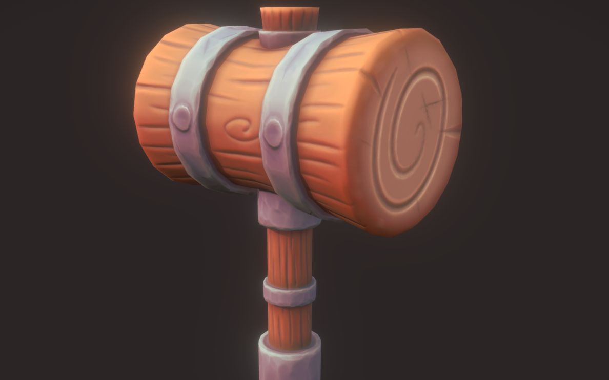 【3d游戏建模】"锤子"道具建模,maya模型制作,zb雕刻