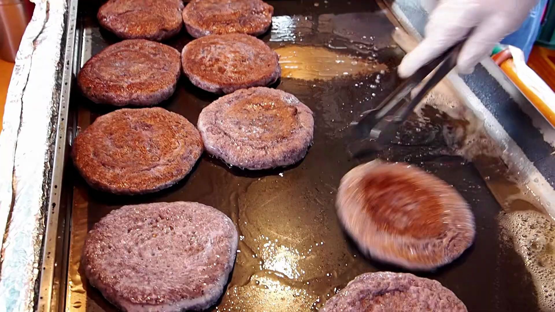 【韩国街头美食】用黄油烤的芝士糖饼,高粱糖饼.