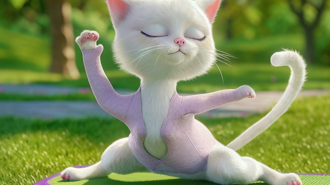 来一组瑜伽猫狗
