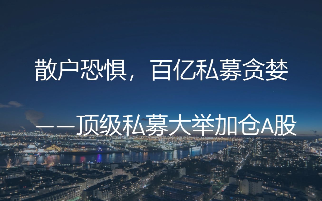 散户恐惧,百亿私募贪婪——顶级私募大举加仓A股哔哩哔哩bilibili