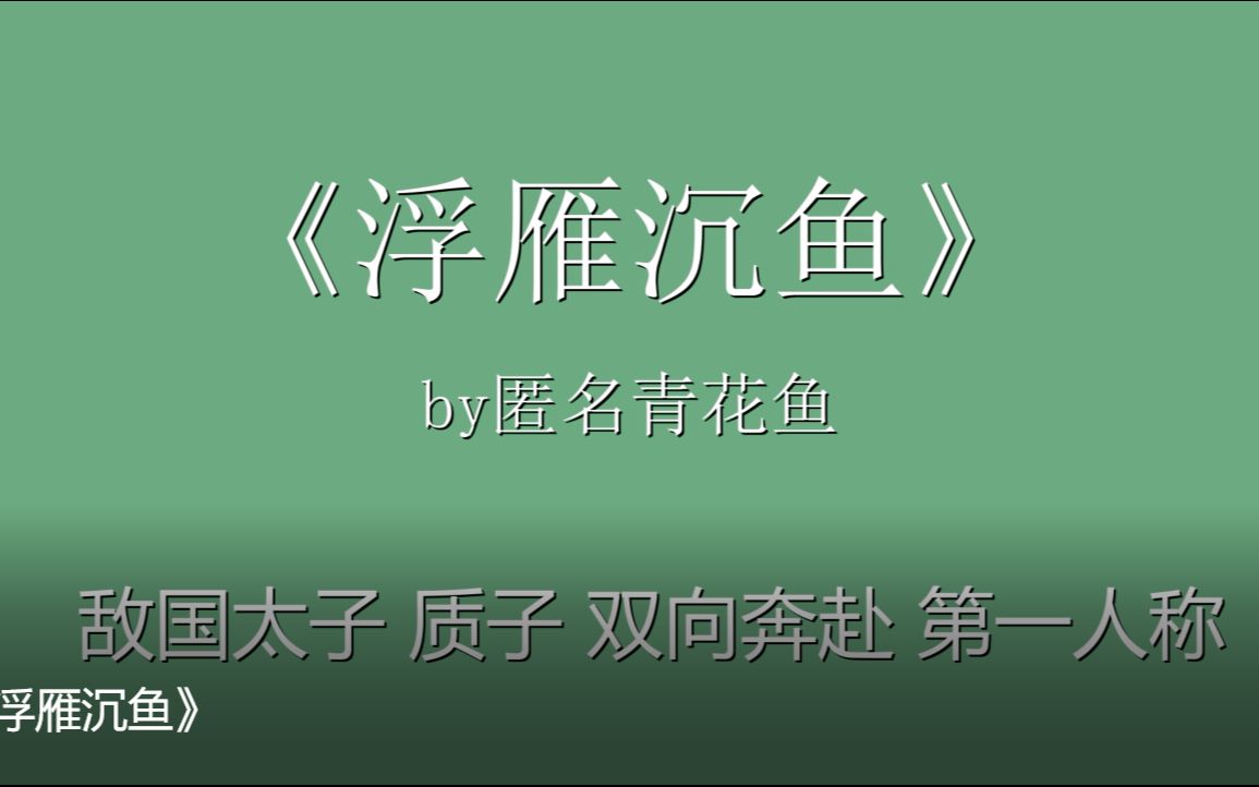 [图]原耽推文《浮雁沉鱼》敌国太子 质子 双向奔赴 第一人称