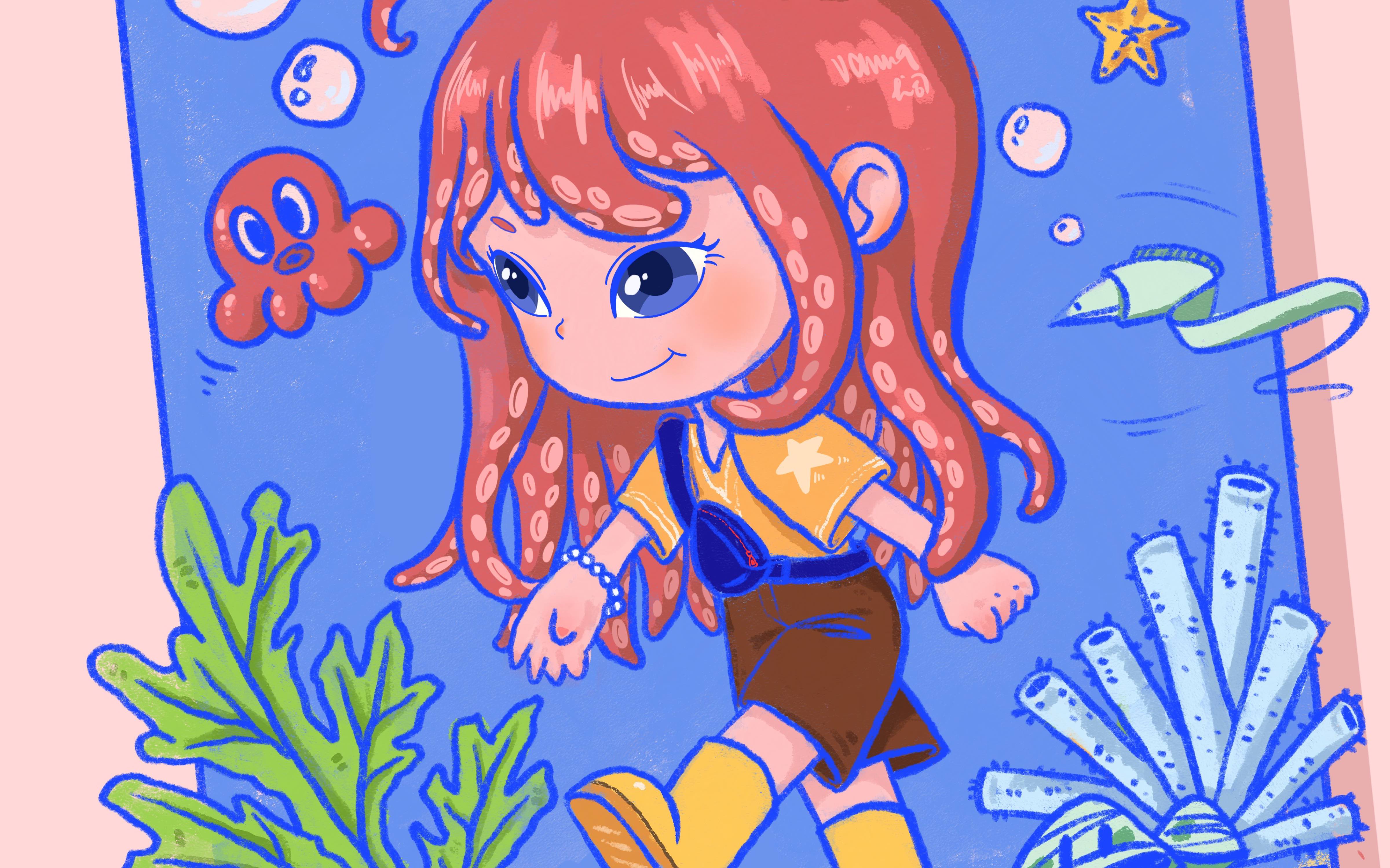 画画练习丨章鱼妹