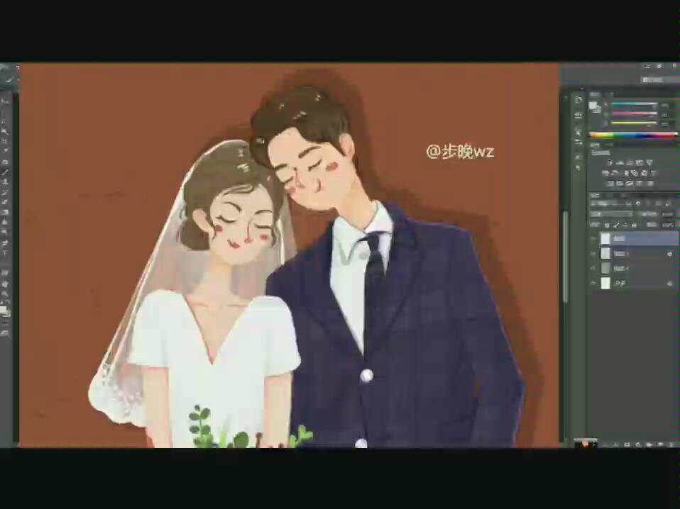 【插画】婚纱照超简单绘画过程哔哩哔哩bilibili