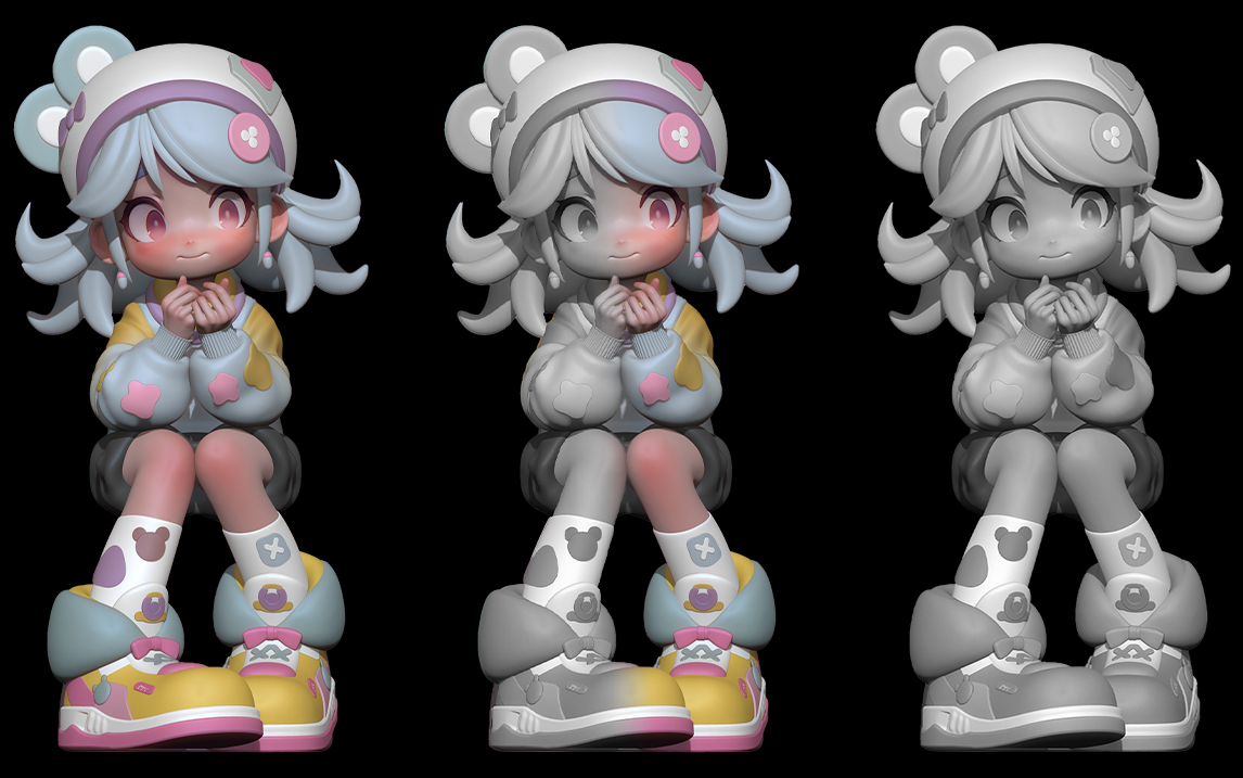 【zbrush雕刻】二次元手办模型制作 zbrush可爱小女孩人物手办模型