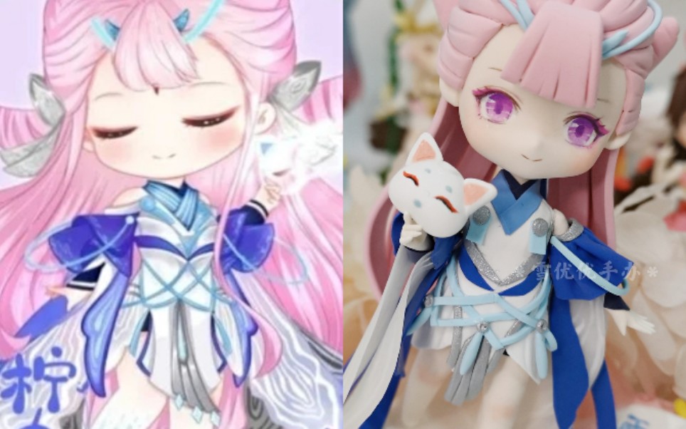 【粘土手办】把喜欢的游戏人物做成手办,王者荣耀貂蝉——猫影幻舞.