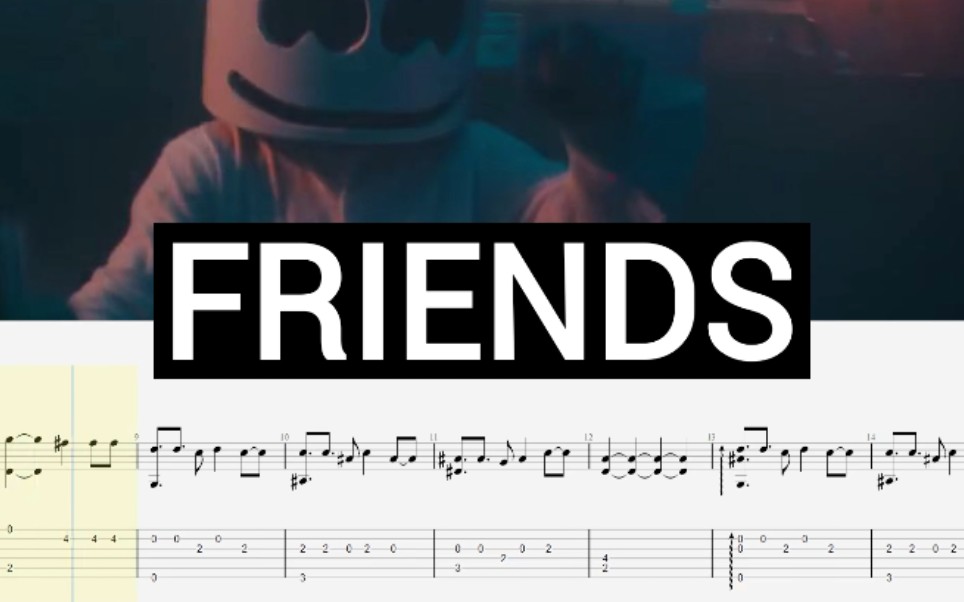 【谱例】棉花糖marshmello-friends 电子吉他谱演示