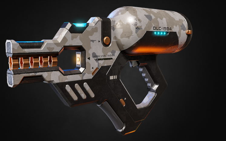 artstation - blender科幻枪硬表面建模