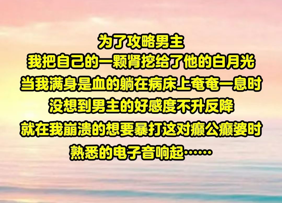 [图]【一包暖意】为了攻略男主，我把自己的一颗肾挖给了他的白月光。当我满身是血的躺在病床上奄奄一息时，没想到男主的好感度不升反降