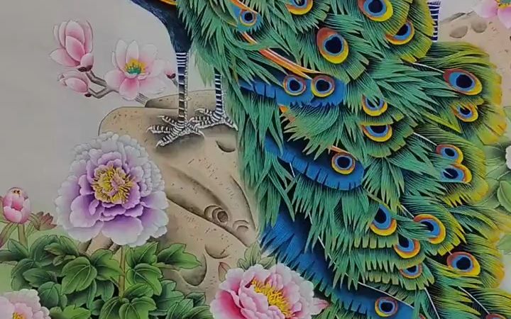 孔雀国画工笔写意人物山水花鸟素描动漫板绘速写彩绘油画美术画画毛笔