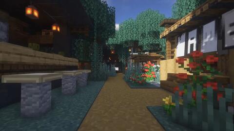 Minecraft 现代级光影延时摄影 隐匿在繁华都市下的绿荫夜市 哔哩哔哩 Bilibili