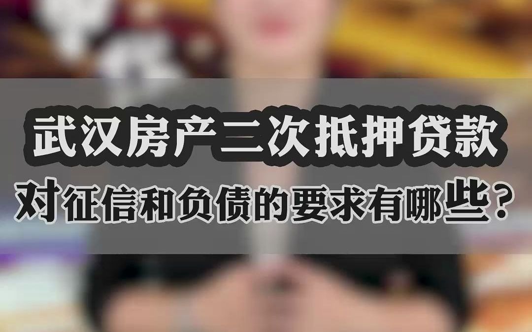 武汉房产二次抵押贷款对征信和负债的要求有哪些?哔哩哔哩bilibili