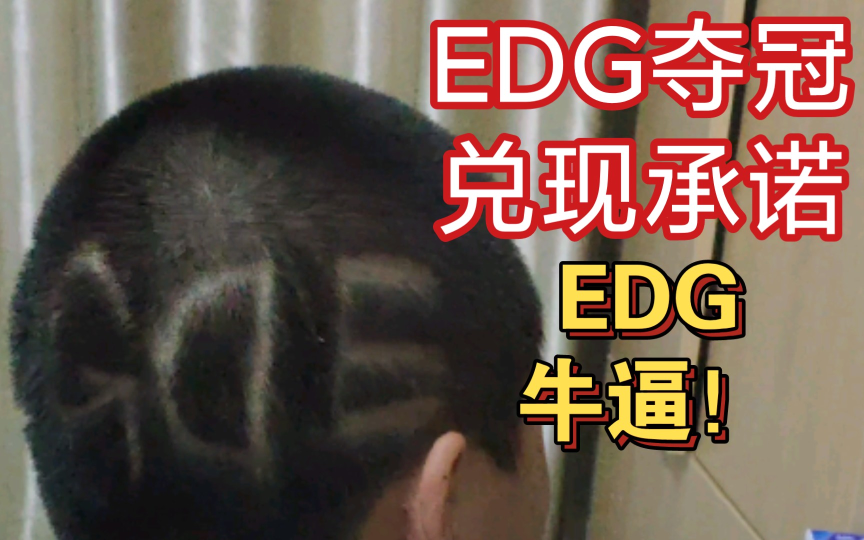 [图]【为EDG应援】兑现承诺！如果EDG夺冠，把EDG刻在头上！