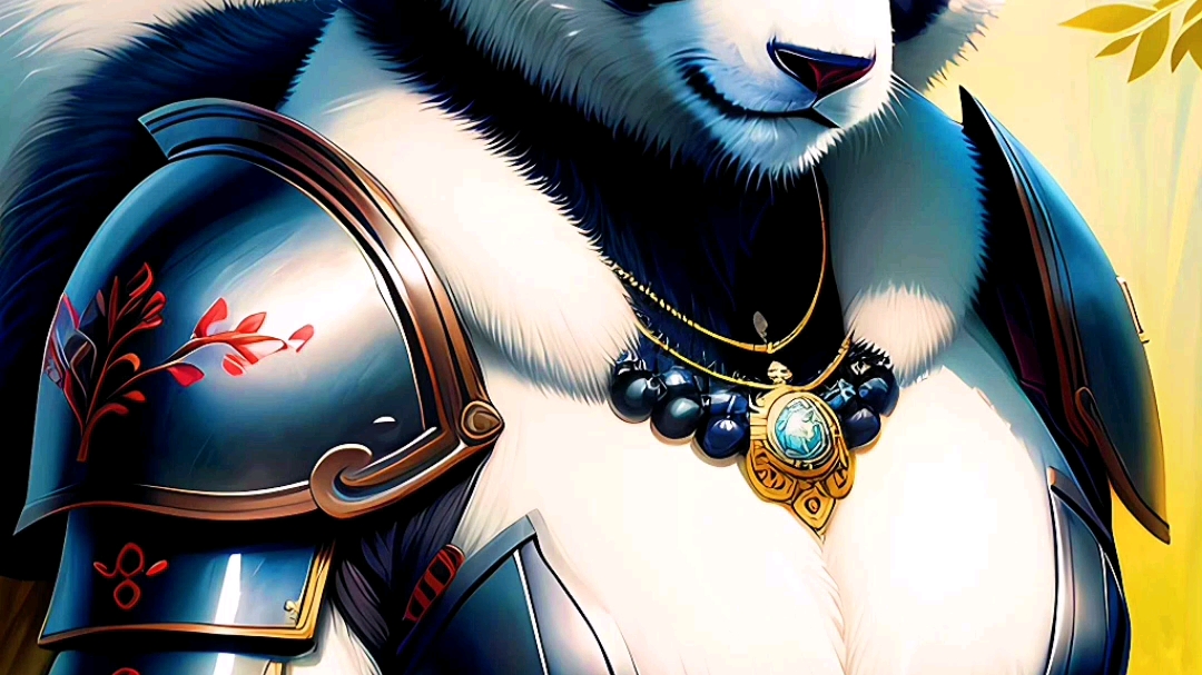 给你看看不一样风格的熊猫版武士,熊猫萌蓝,丫丫,花花