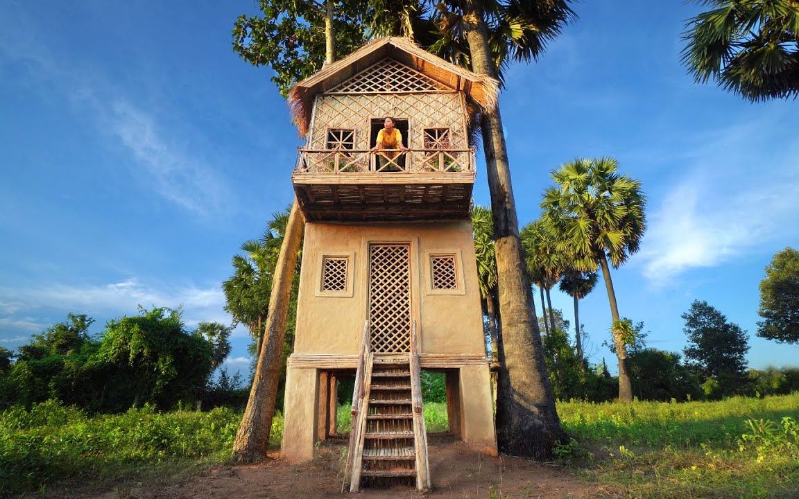 荒野中的创意建筑地下太潮湿徒手在树上建豪华树屋非常坚固