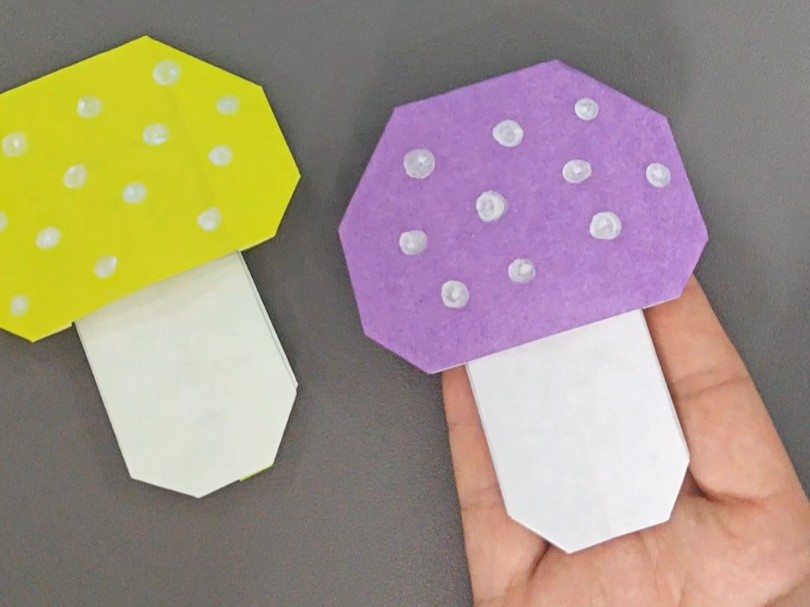 超级简单的蘑菇折纸 创意亲子手工折纸玩具