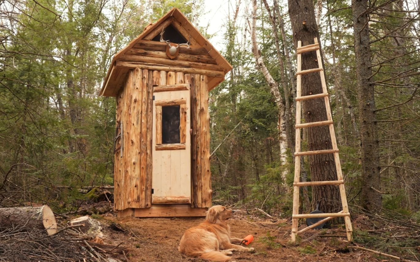 大爷在森林搭建了一个狩猎小屋全过程野生技术