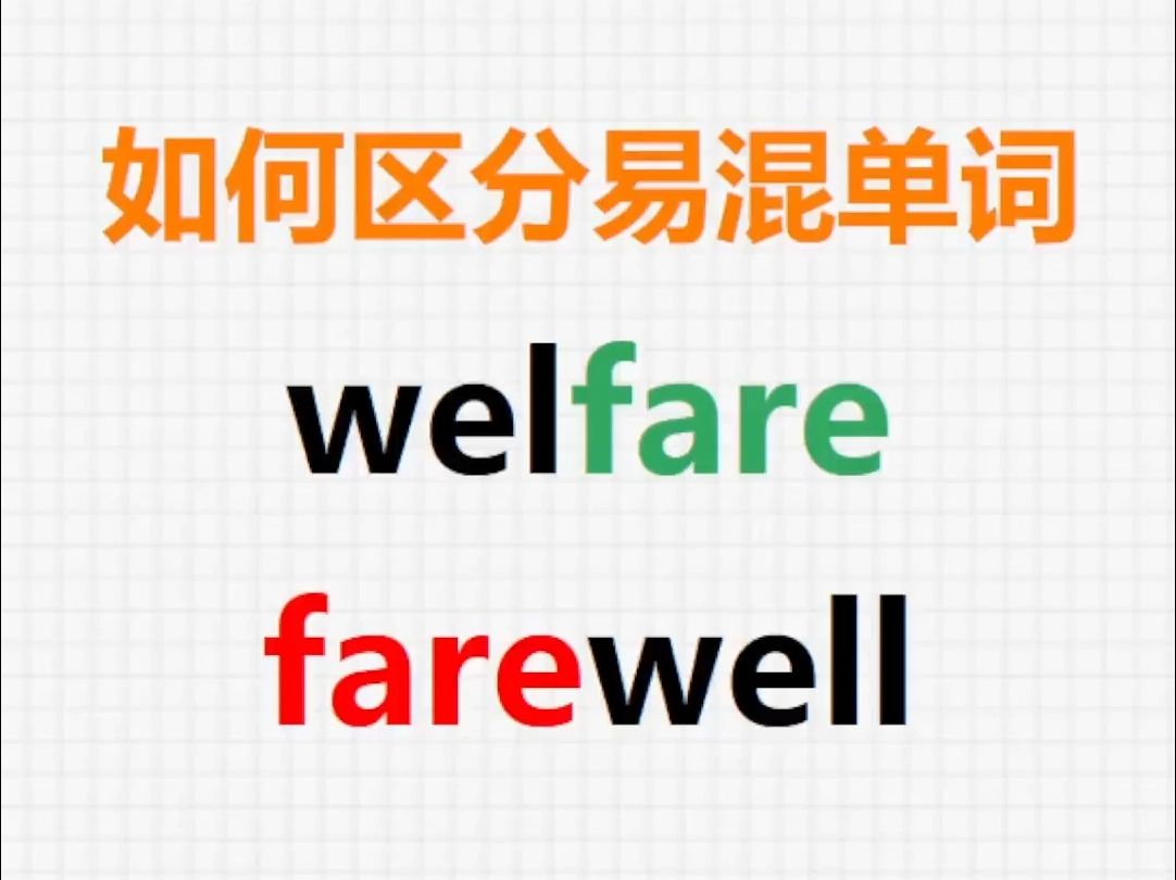 [关注单词大爆炸,一秒区分易混单词]welfare&farewell哔哩哔哩bilibili