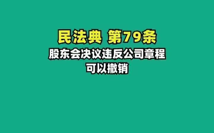 民法典79.股东会决议违反公司章程,可撤销哔哩哔哩bilibili