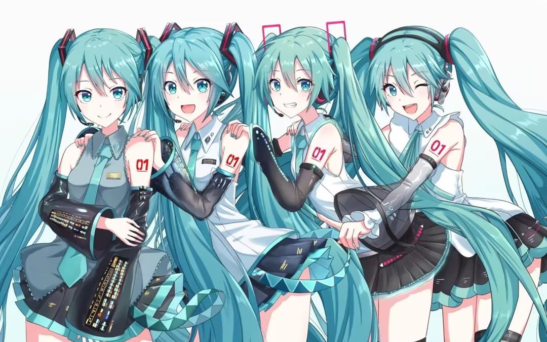 终于找了个时间画了miku四姐妹啦