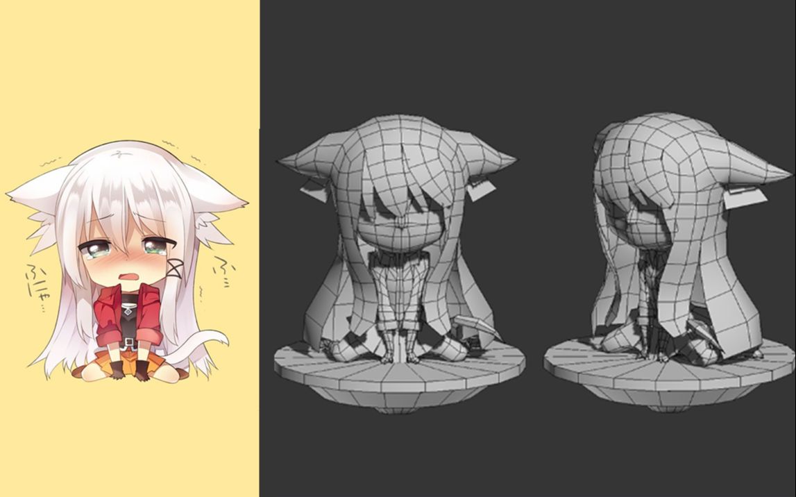 可可爱爱的小女孩全身布线模型制作教学(3dmax建模)