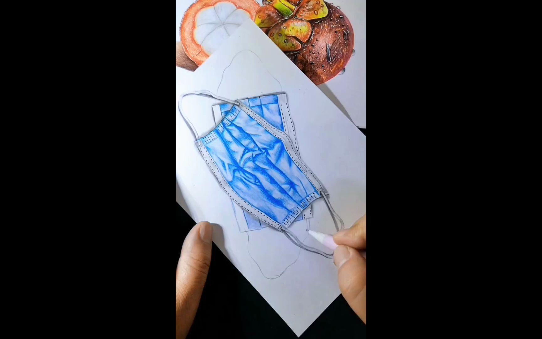 出门戴口罩手绘彩铅灵魂画手