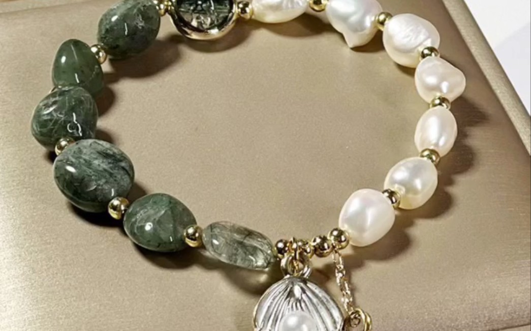 天然淡水珍珠手链ins女玛瑙水晶贝壳吊坠手串送女友闺蜜礼物饰品