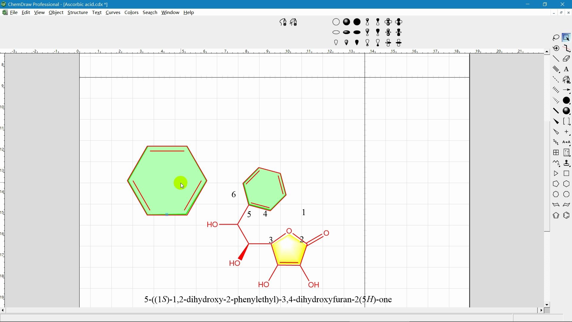 chemdraw 基礎教程——給苯環內部填充顏色