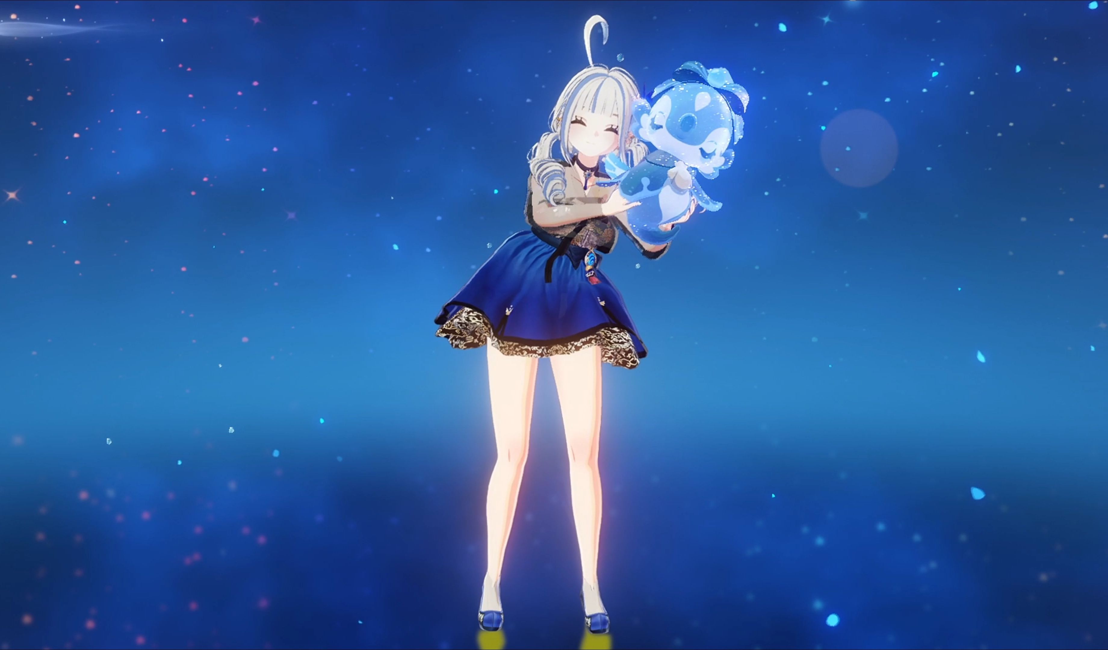 【原神】芙宁娜——蓝色礼服皮肤演示!可爱的双马尾