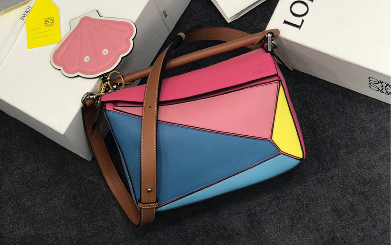 罗意威2019年新款puzzle small bag小号彩虹拼色几何包