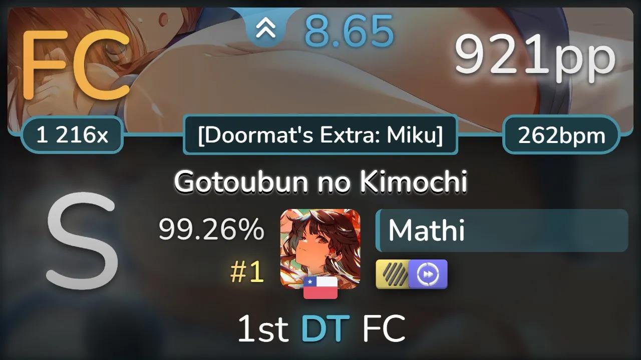 Mathi | Nakanoke no Itsutsugo  Gotoubun no Kimochi [Doormat's] +HDDT 99.26% (#1音游热门视频